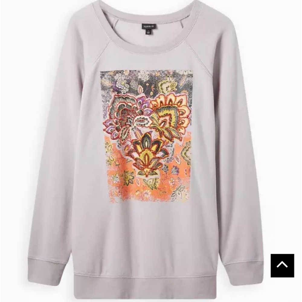 Torrid Paisley Beaded Cozy Fleece Crew Neck Raglan Sweatshirt